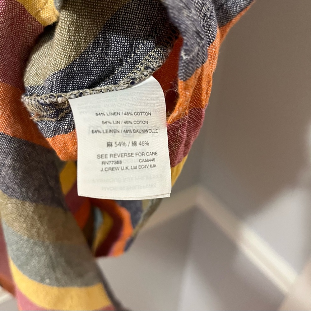 Madewell linen/cotton tie-front striped shirt - shirt sleeves- button up - Picture 3 of 7